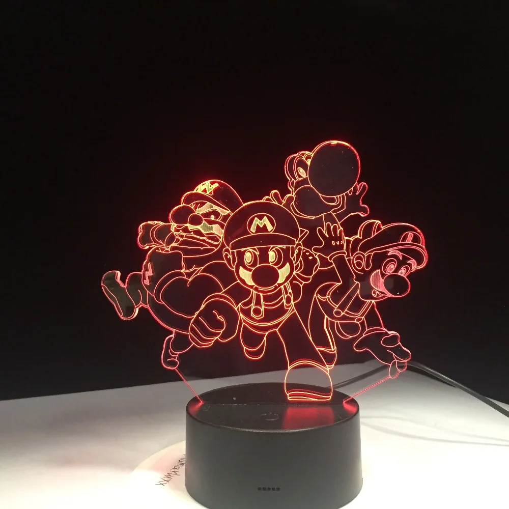  Super Mario Bros Luigi Toad Dragon 3D Desk Table Light Lamp USB Acrylic Super Gift for Children Bab - 32918251436