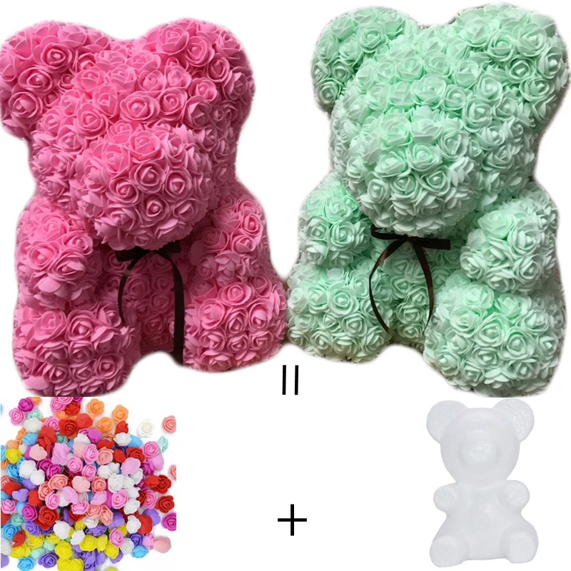 15/20cm PE foam Teddy Bear Mold of roses flowers for Valentines Day Gift Teddy Bear Flower DIY Wedding Party Home Decorations