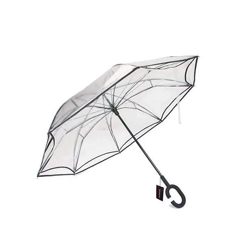 Yesello, складной зонт с обратным ходом, двойной слой, перевернутый, ветрозащитный, дождевик, автомобильный Зонтик для женщин, прозрачный зонтик с обратным ходом, синий