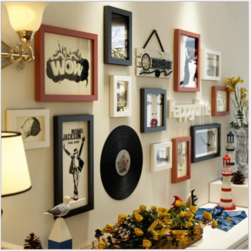12pcs Sofa Walls Wooden Photo Frames Combination Bedroom Parlor Bar