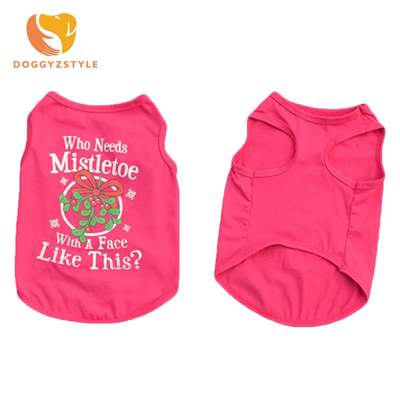 New Fashion Cotton Dog Vest Christmas Letters Printed Cute Comfortably