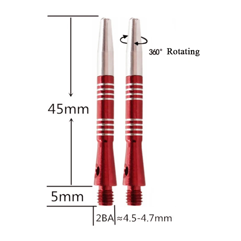 360 Degree Rotating Aluminum Dart Shaft 50mm 2BA Thread 1.5 Gram Dart
