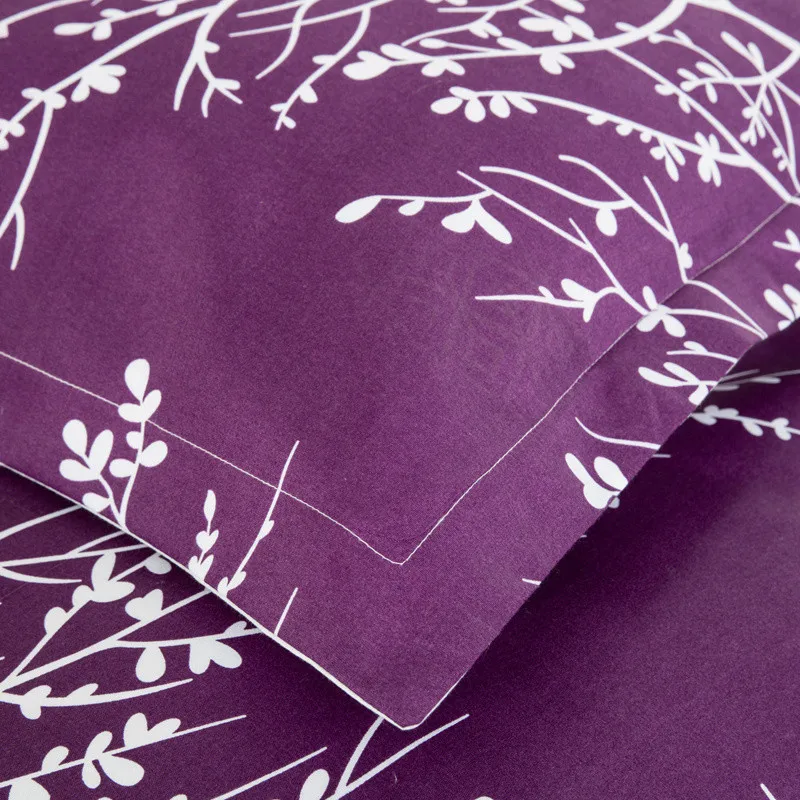 Фиолетовый реактивной живописи постельных принадлежностей King queen размер пододеяльник с наволочкой нордико постельное белье дерево узорчатое одеяло крышка
