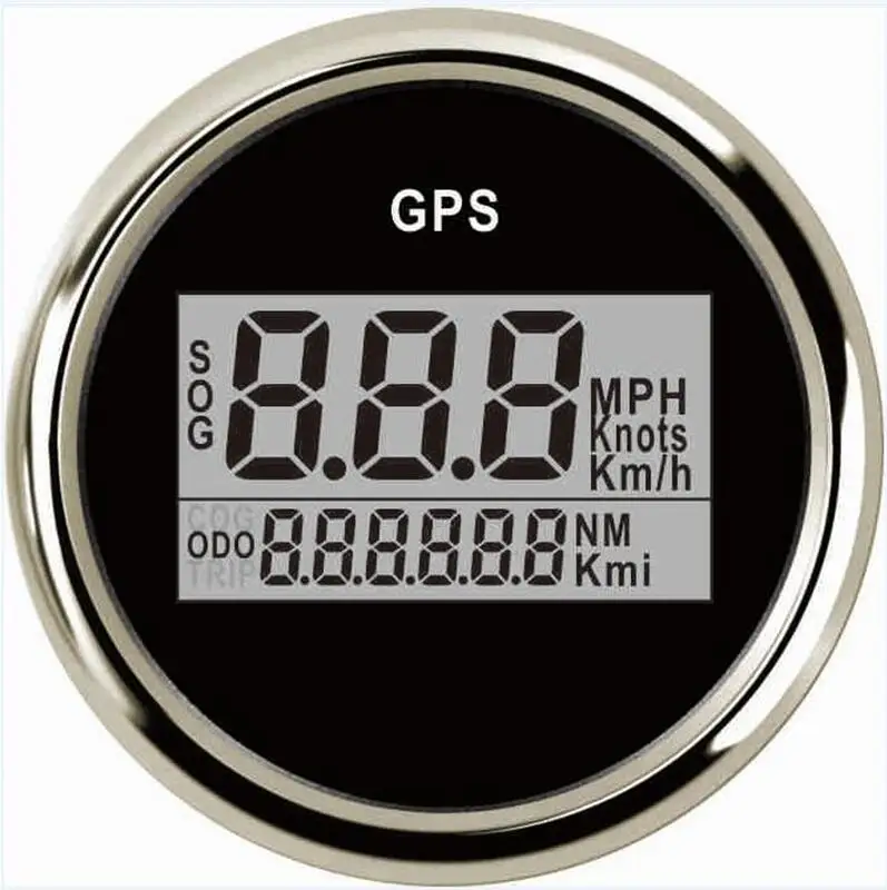 1 шт. абсолютно 52 мм gps Спидометр Автомобильный цифровой gps одометры 9-32 В для лодки автомобиль с антенной черный и белый цвет - Цвет: black 2