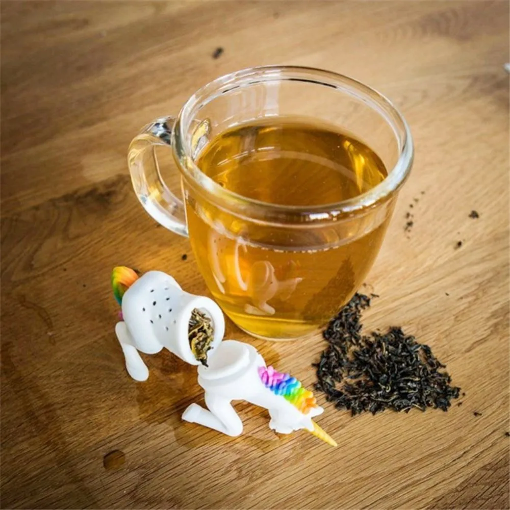 Творческая пища-сорт силикона Единорог Чай Infuser Фильтр многоразовые свободные чай мешок лист травяной сито для приправ диффузор