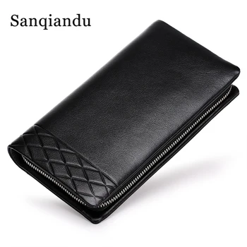 

2019 Luxury Designer Men Wallet Genuine Leather Money Bag Card Holder Wallet Cluth Large Capacity Male Wallets Phone Case Purse