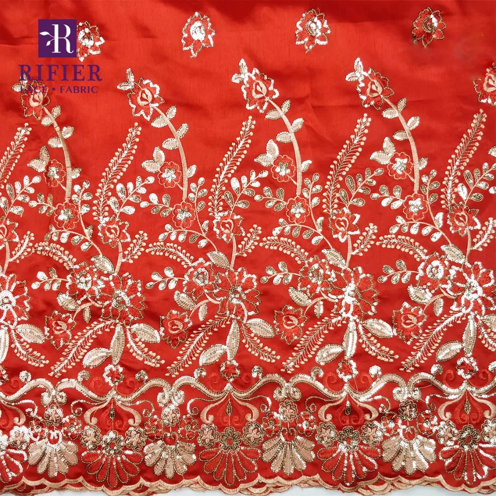 Высокое качество блестками Embrodiered Джордж кружевной ткани индийские красные камни для Для женщин свадебные ткани с блестками с цветочным узором гипюр Джордж Материал