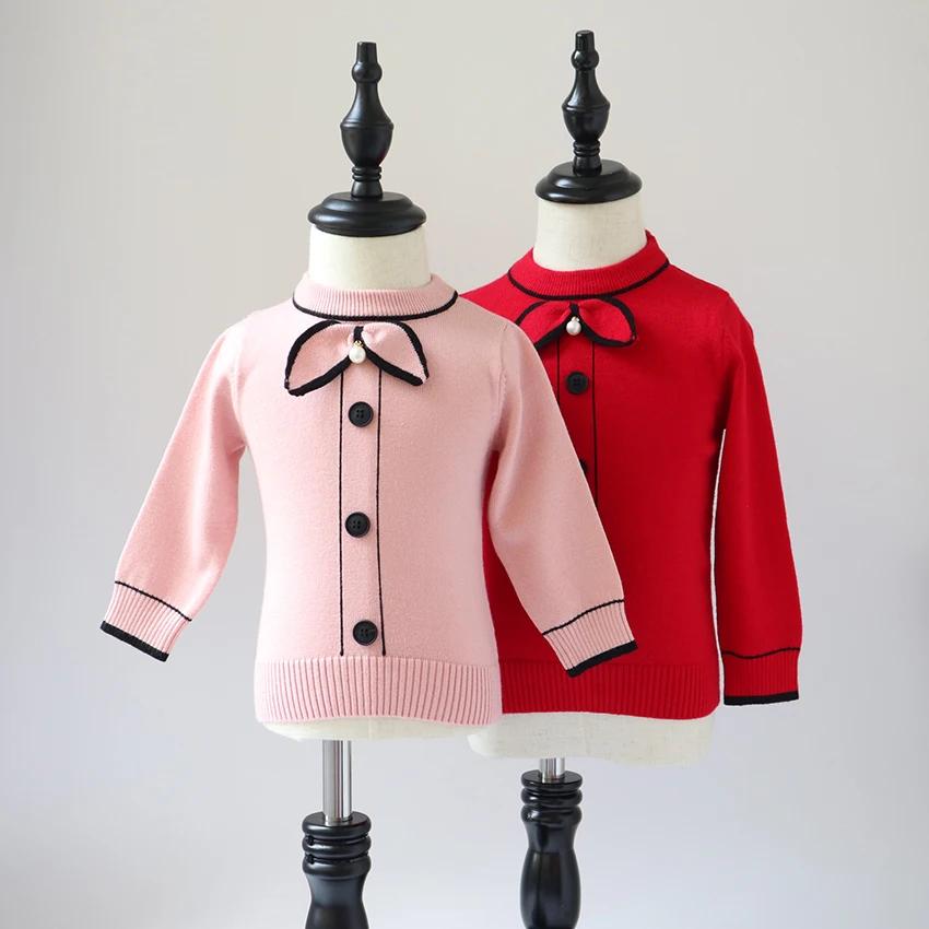 

Baby sweater 2019 spring and autumn kids girls cute sweater children bow sweaters