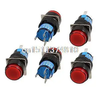 

5 Pcs Round Red LED Light 5-Terminal SPDT Latching NO NC Push Button Switch 12V