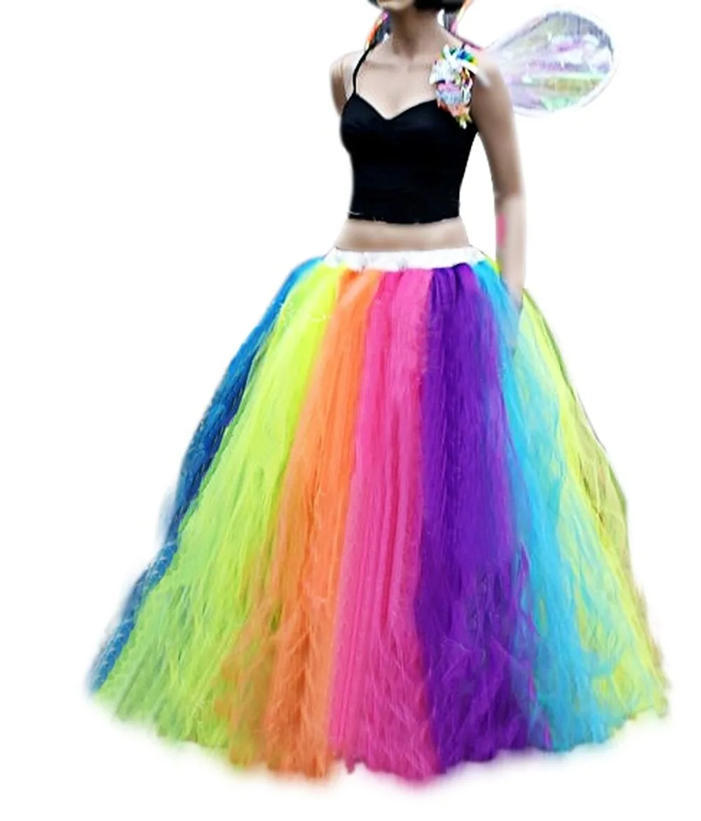 

In Stock Princess Multi Tulle Women Rainbow Petticoat Underskirt Tutu Skirts for Party