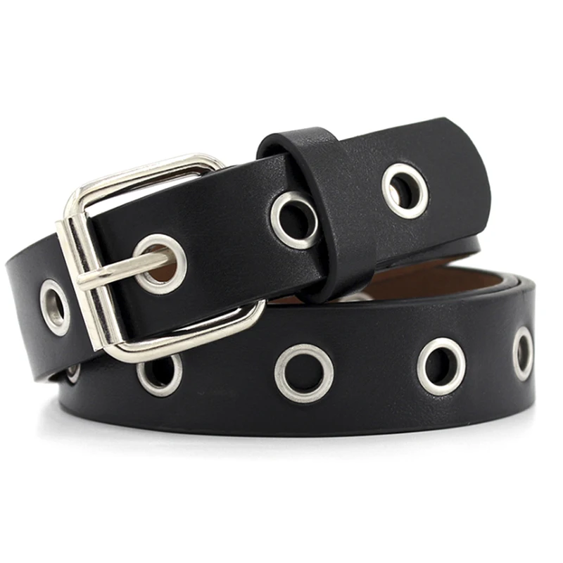 TEROKK Women Leather Belt Round Metal Pin Buckle Circle Belts Hot Brand Fashion Punk O Ring For Women Belt Wholesale