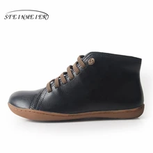Men Winter Snow Boots Genuine leather Ankle Spring flat Shoes Man Short Brown Boots With Fur 2019 for men lace up boots