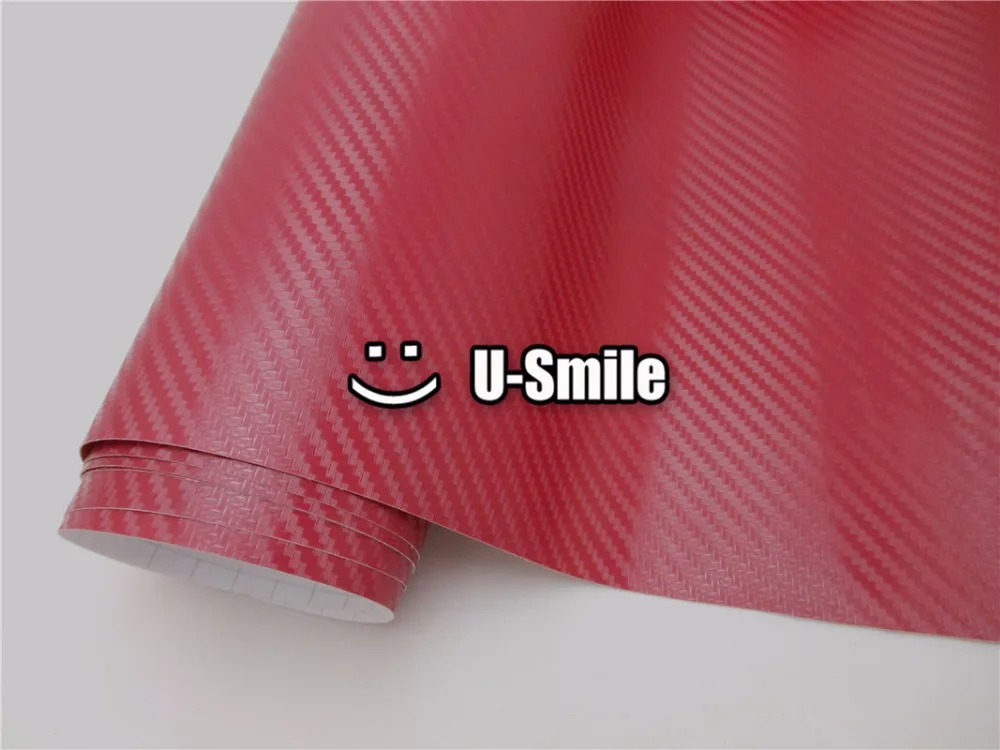 *3D Carbon Fiber Texture Matte Burgundy Vinyl Car Wrap Sticker Decal Film Sheet