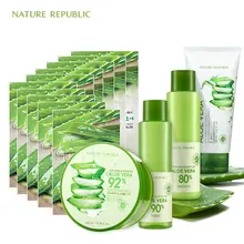 Природная Республика, натуральный с алоэ, увлажняет, набор, алоэ вера, маска для лица, эмульсия, очиститель для лица, крем для рук, корейский набор для ухода за кожей