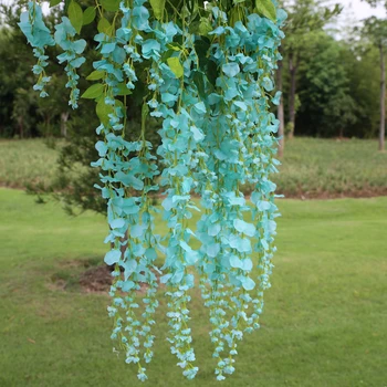 

12Pcs/Lot 110cm Tiffany blue Wisteria pudding arch wedding decoration simulation rattan flowers silk flowers wall hanging basket