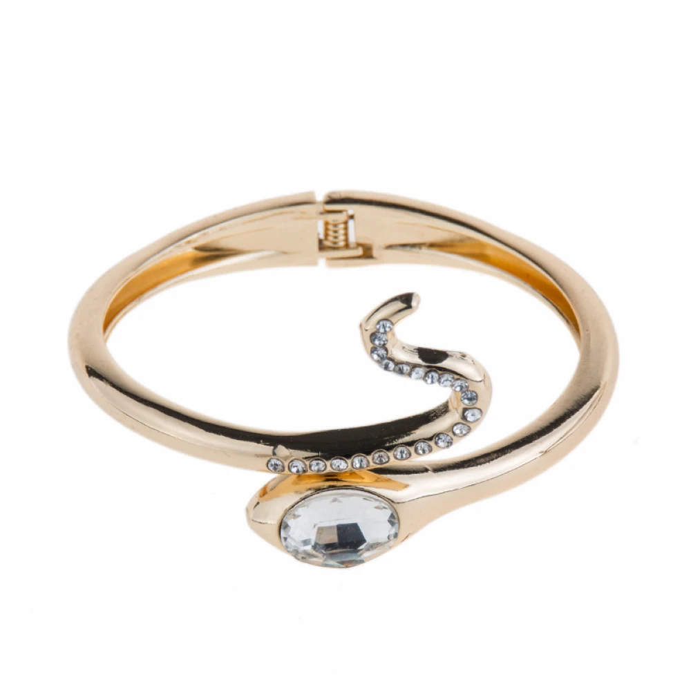 BRT0060 Charming Snake Bracelet Curved Chunky Stretch Cuff Bangle Retro