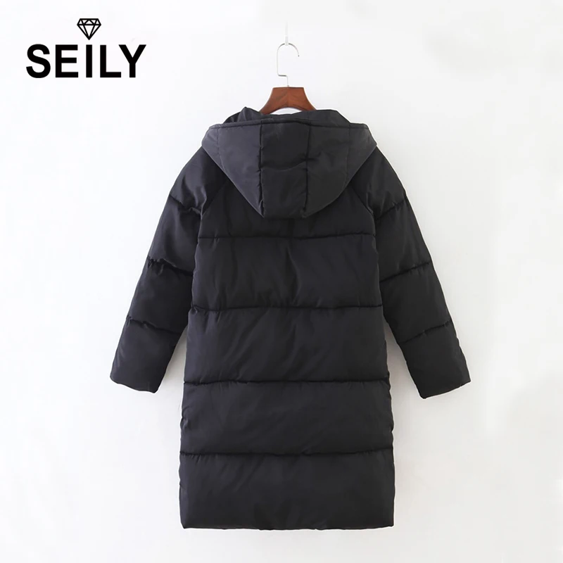 Seily Plus Size Long Winter Puffer Jacket Hooded Quilted Bread Cotton Thick Warm Coat Women Wear 2017 Fashion Parka Dresses
