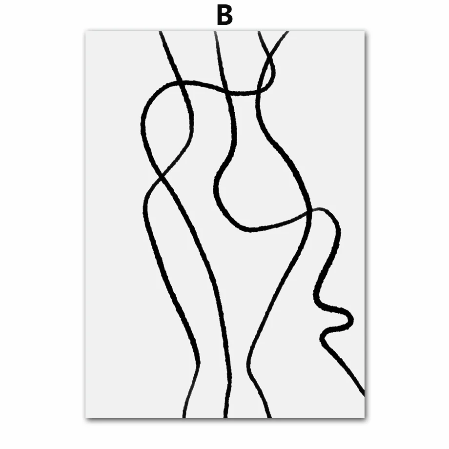 

Modern Geometric Curve Wall Art Canvas Painting Black White Lovers Posters And Paintings Bedroom Study Decor Canvas Picture