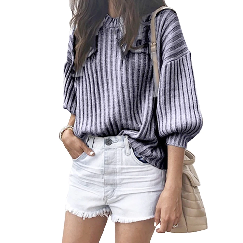 

Autumn Women Solid O-neck Sweaters Loose Knitted Long Latern Sleeve Pollover Blouse Sweater Female Winter Soft And Comfortable