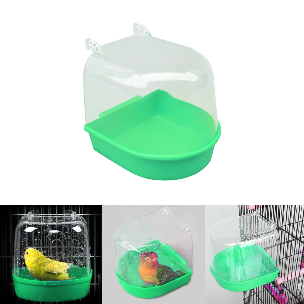 Ванна для птицы Клетка товары для домашних животных Птица Ванна Душ стоящая корзина мыть пространство попугай ванна для птицы Попугай принадлежности для купания - Цвет: Green