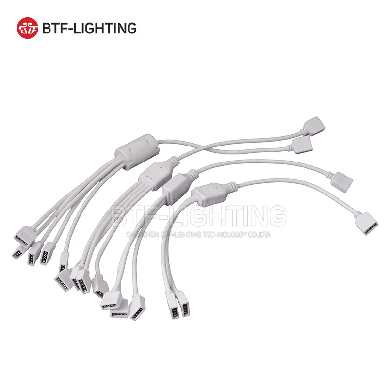 

Wholesale 10pcs 1 To 2/3/4/5 Female 4 Pin RGB LED Connector with Cable for 3528/5050 RGB led strip