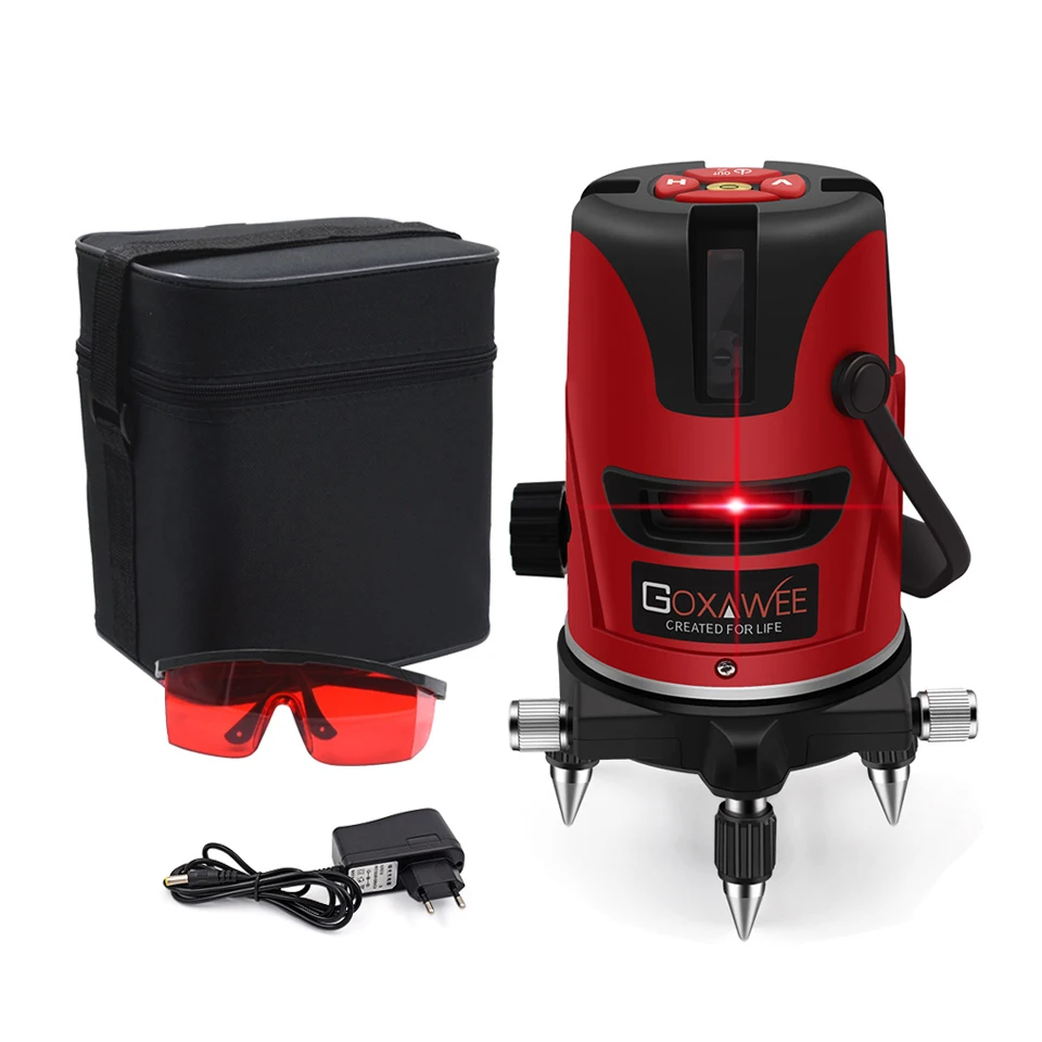 

Red Laser Level Measuring Instruments 5 Lines 6 Points 360 Degree Cross Line Rotary Level Construction Tools Laser Level