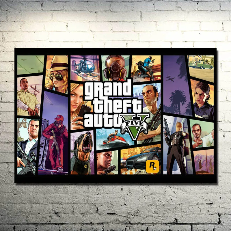 Grand Theft Auto V видеоигры GTA 5 художественная шелковая ткань плакат печать 13x20 32x48 дюймов настенные картины(нажмите, чтобы увидеть больше)-1 - Цвет: click