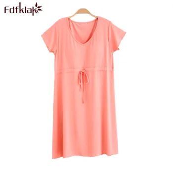 

Fdfklak Comfortable Cotton Nightgowns Women Short Sleeve Summer Night Dress Nightshirt Female Sleepwear Sleepshirt 8 Colors