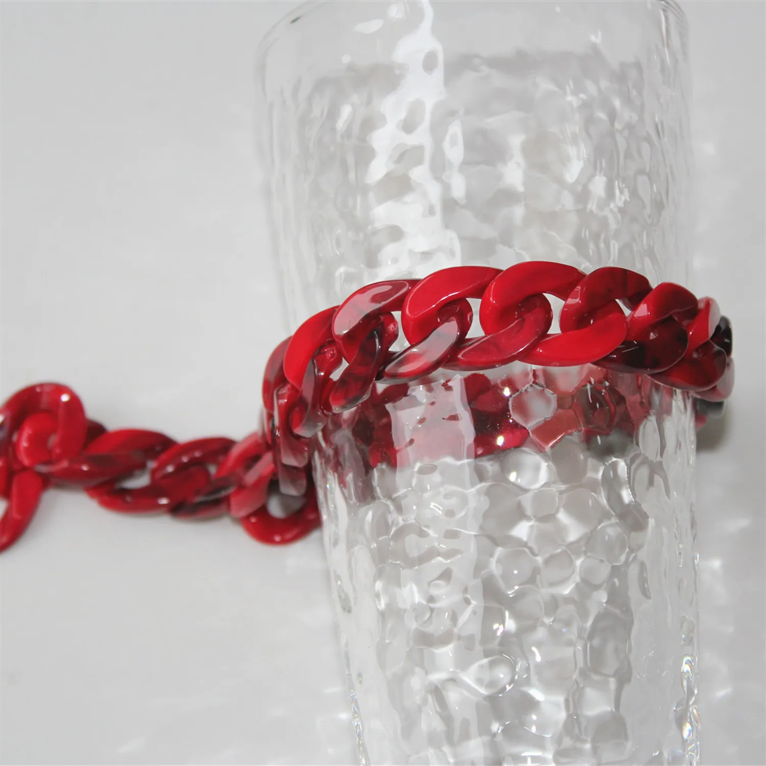 

80pcs Red Marble Acrylic Curb Chain Links,Plastic Curb Chain Links, Open Link per Size 23mmx16mm