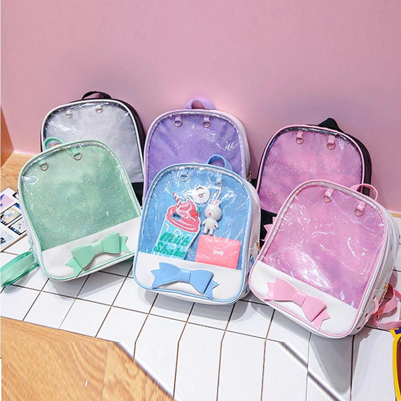 

Women Leather Backpack School Bags For Teenager Girls Pink Bowknot Schoolbags Fashion Females Book Bag Bagpack Mochila feminina