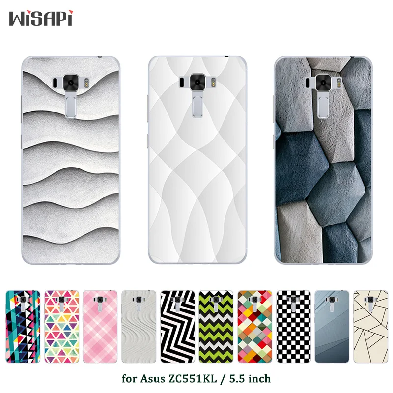 

Soft Protector Case for Asus Zenfone 3 Laser ZC551KL Square Printed Silicone Back Cover For Asus ZC551KL Phone Shell
