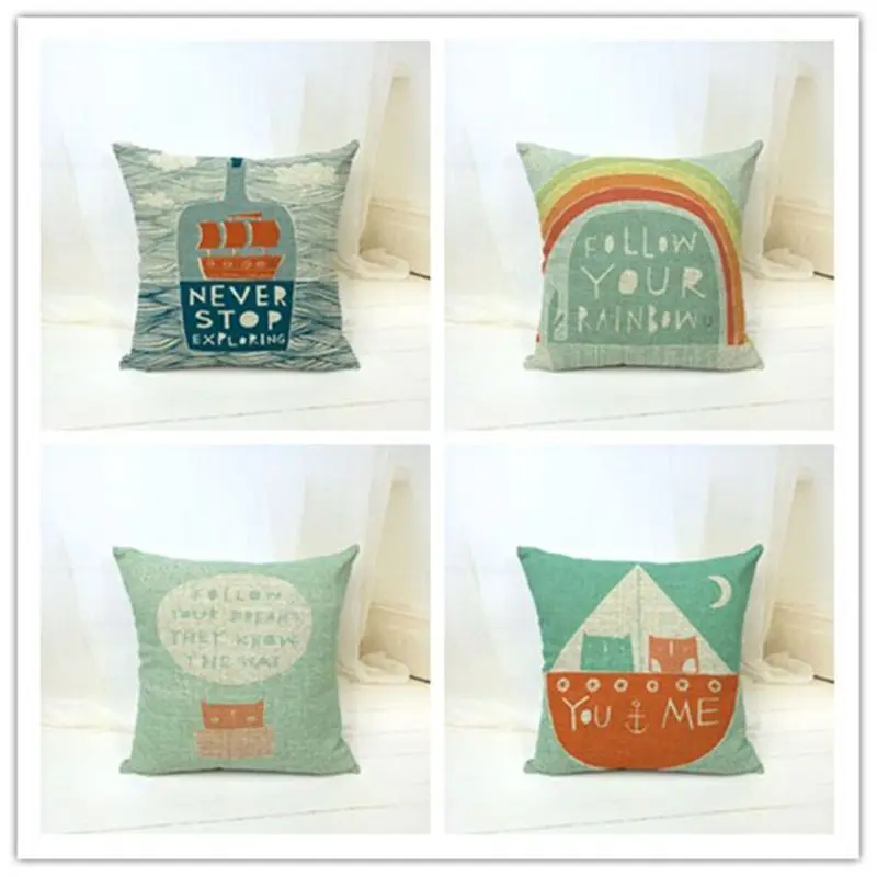 Cartoon 45*45cm Linen Cushion Cover Decorative Home Decor (filling Not Included) 1pcs/lot | Дом и сад
