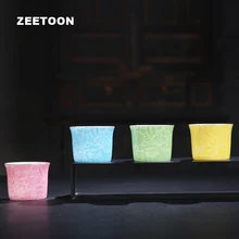 6 unids/lote 90ml Jingdezhen familia de porcelana rosa tallado taza de té maestro tazón de té juego de té sombrero taza Vintage decoración del hogar caja de regalo
