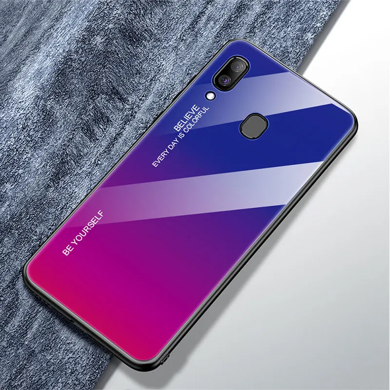 Жесткий чехол для samsung Galaxy A30, чехол из закаленного стекла, силиконовая Мягкая ТПУ Рамка, задняя крышка для samsung Galaxy A50, чехол - Цвет: 2