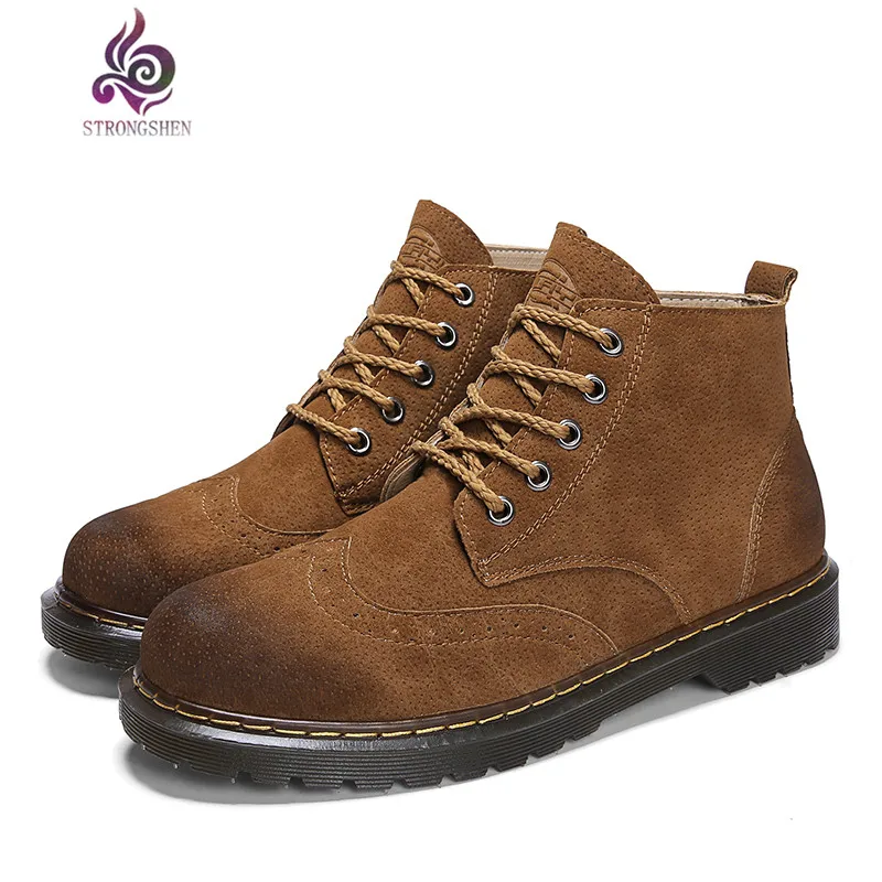 

motocycle Men work safeti Boots Trendy Autumn Winter Genuine Leather Lace-up Ankle Boots Men's Shoes Casual safety shoes