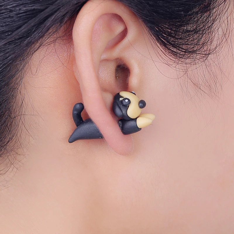 Cute soft clay earrings handmade cartoon animal jewelry earrings theme  separation polymer clay earrings party fun