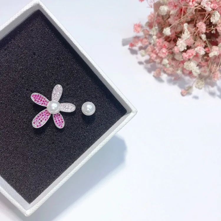 Красочные pearl Цветок Полный cz серьги серебро 925 Сообщение гипоаллергенный