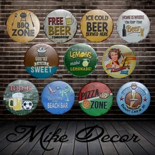 [Майка Декор] барбекю зона круглая картина ретро подарок металлический знак табличка Декор стены YA-967