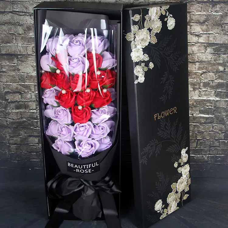 Flone 33 шт. ароматизированное Мыло цветочный букет розы Мыло Цветы Подарочная коробка искусственная Роза креативный День Святого Валентина подарок на день рождения Декор - Цвет: E