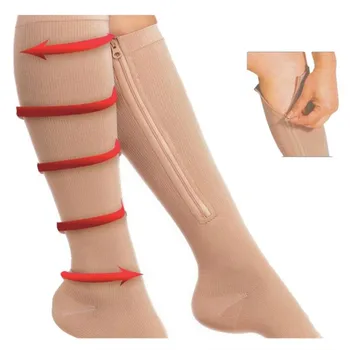 

Unisex Women Medical Compression Stocking Knee High Soothe Achy Stovepipe Stocking Slim Leg Shaper Zipper Leg Support