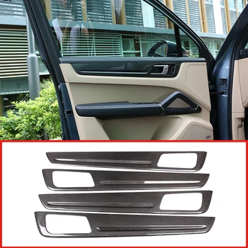 

4pcs Real Carbon Fiber Material Car Interior Door Decoration Panel Cover Trim For Porsche Cayenne 2018-2019 Car Accessories