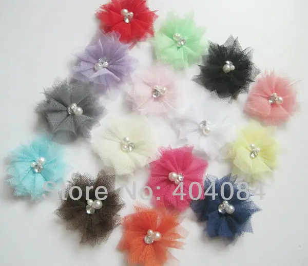 Повязка на голову из тюля с цветами 2 5 дюйма 30 шт./лот|mesh flower|headband accessoriesmesh tulle flowers |