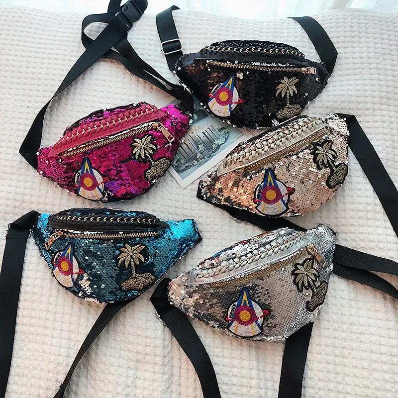 Новая мода Макияж поясная сумка для женщин, расшитая блестками женская сумка