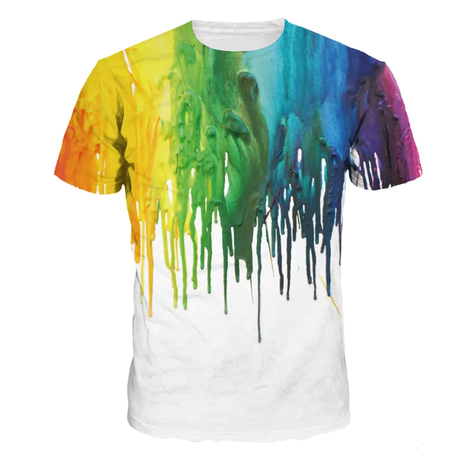 Коллекция года, летние детские футболки с объемным рисунком футболка с разноцветными пятнами для мальчиков и девочек детские цветные футболки, одежда, топы