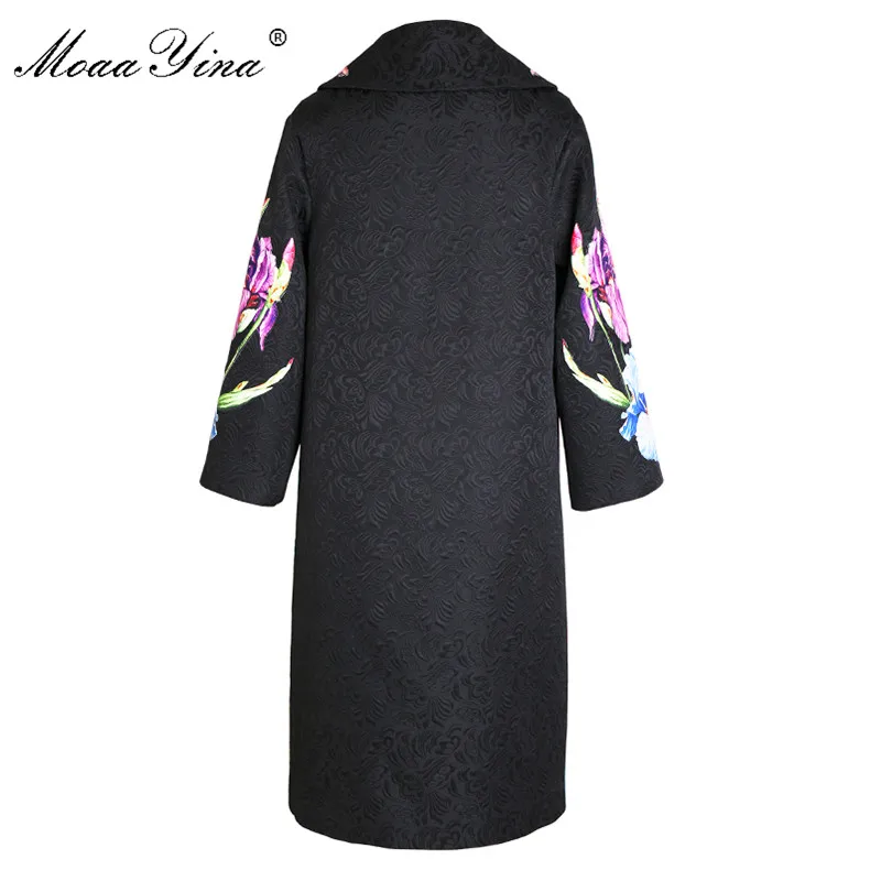 Au De En Hiver vent Manches Chaud Femmes Automne Floral 3 Garder Ange Créateur Mode Coupe Imprimé Pardessus Moaayina Noir 4 Balle Peluche 5FH7qw