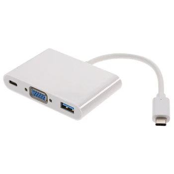 

High Speed USB-C USB 3.1 Type-C Hub Adapter Converter to VGA USB 3.0 Type-C Charging Port for New MacBook Chromebook PC Laptop
