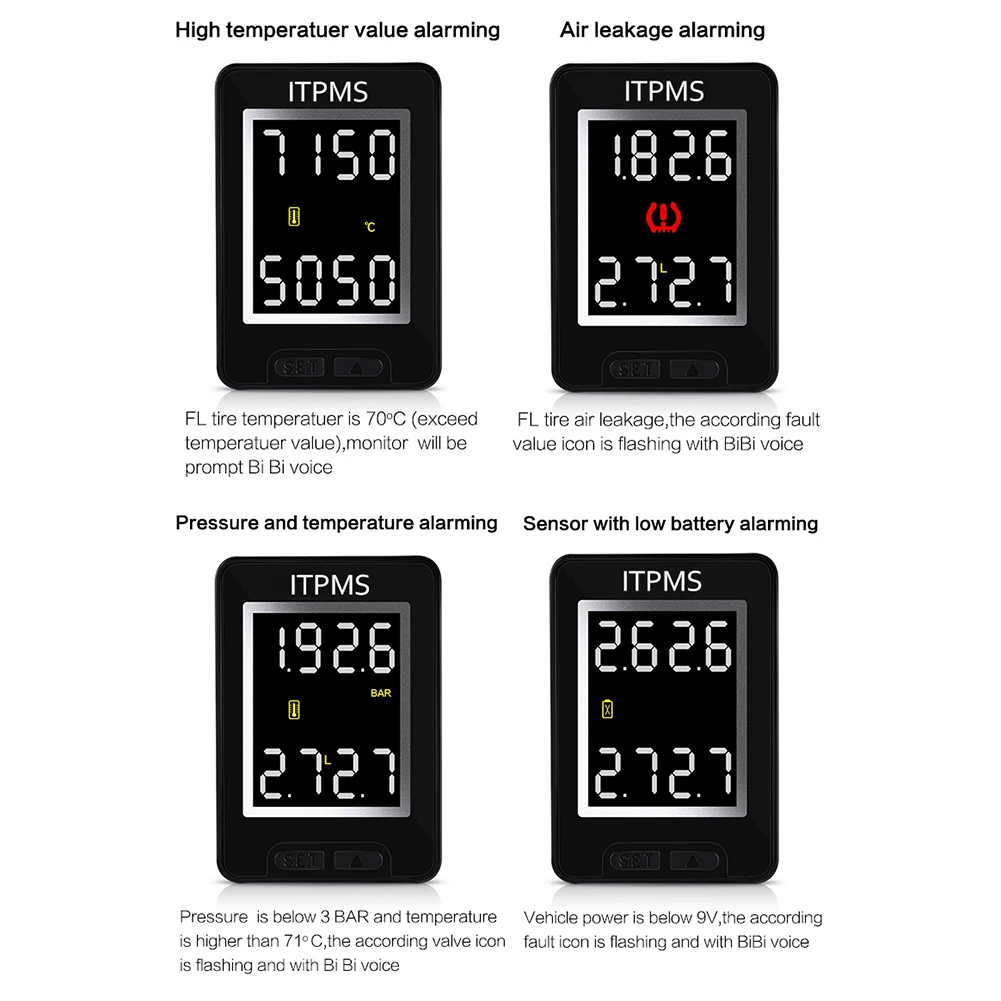 U912 автомобиль TPMS беспроводной Авто Система контроля давления в шинах с 4 внешними датчиками ЖК Встроенный монитор для Toyota