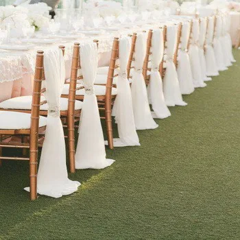 

High Quality white wedding Fancy Chiffon Tiffany Chair Sashes for Banquet Events Party Decoration