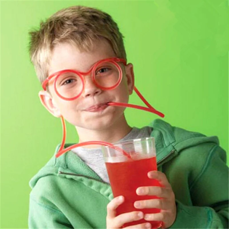 

Drop Shipping Unique Flexible Novelty Soft Glasses Drinking Straw Christmas Funny Glasses Drinking Tube