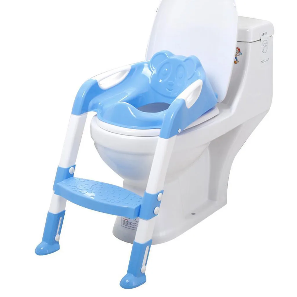 Для новорожденных Детский горшок туалет тренировочное сиденье шаг лестница-стул Детская безопасность Регулируемый мягкий обучение стул Stepladder - Цвет: Синий